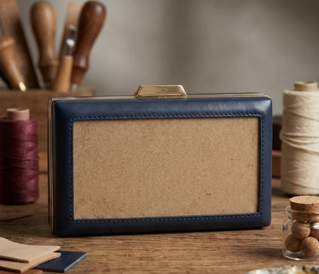 Navy Blue Rectangle Clutch Sling – Plain Handcrafted Bag