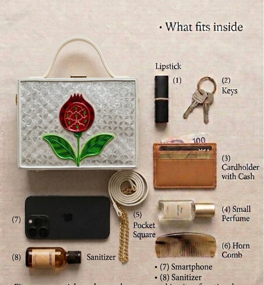 Pomegranate Lippan Art Handcrafted Rectangle Box Bag