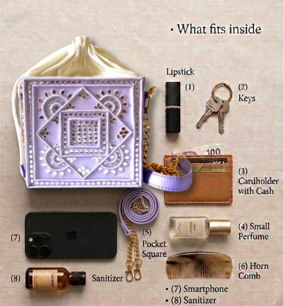 Lilac Lippan Art Potli Medium Sling Bag
