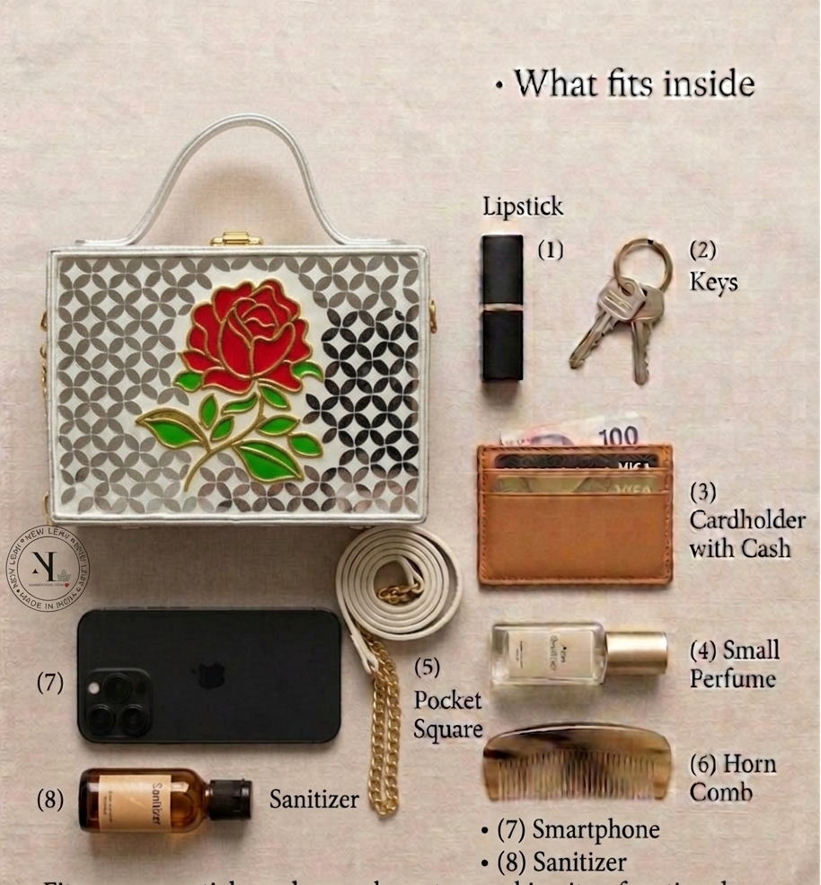 Rose Rectangle Lippan Art Box Sling Bag