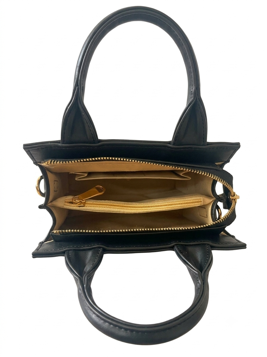 New Leaf Black Handbag / Sling – Plain Handcrafted Bag