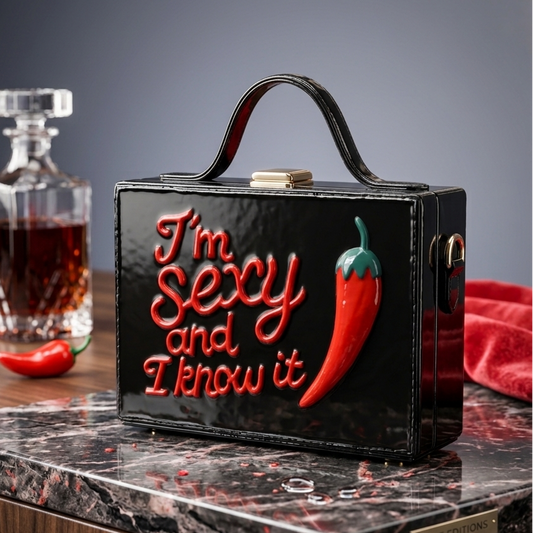 Mirchi Rectangle Lippan Art Box Bag