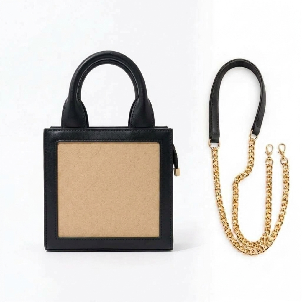 New Leaf Black Handbag / Sling – Plain Handcrafted Bag