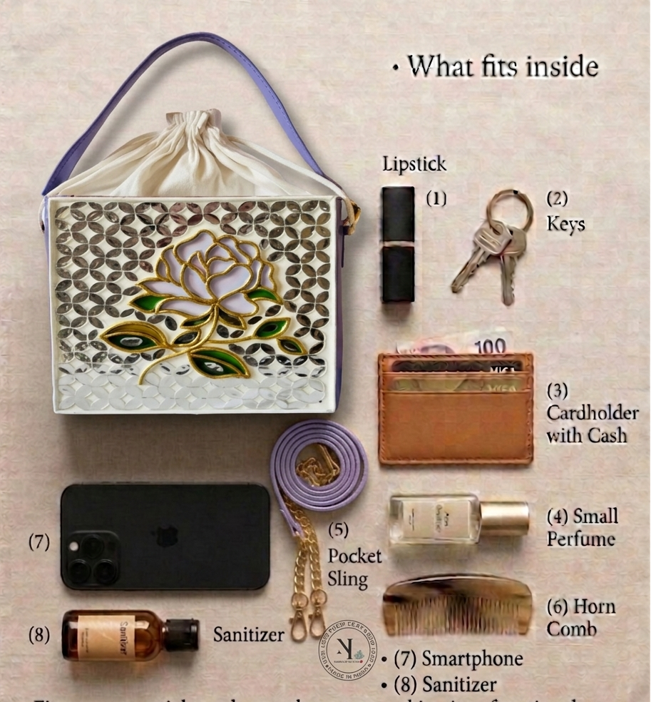 Lilac Rosee Lippan Art Medium Potli Handcrafted Sling Bag