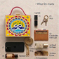 Navrang Peacock Square Lippan Art Handcrafted Box Bag