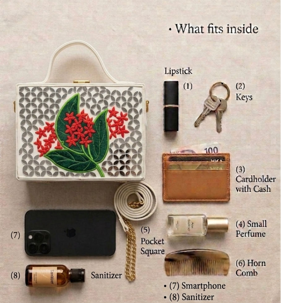 Wildflower Lippan Art Handcrafted Rectangle Box Bag