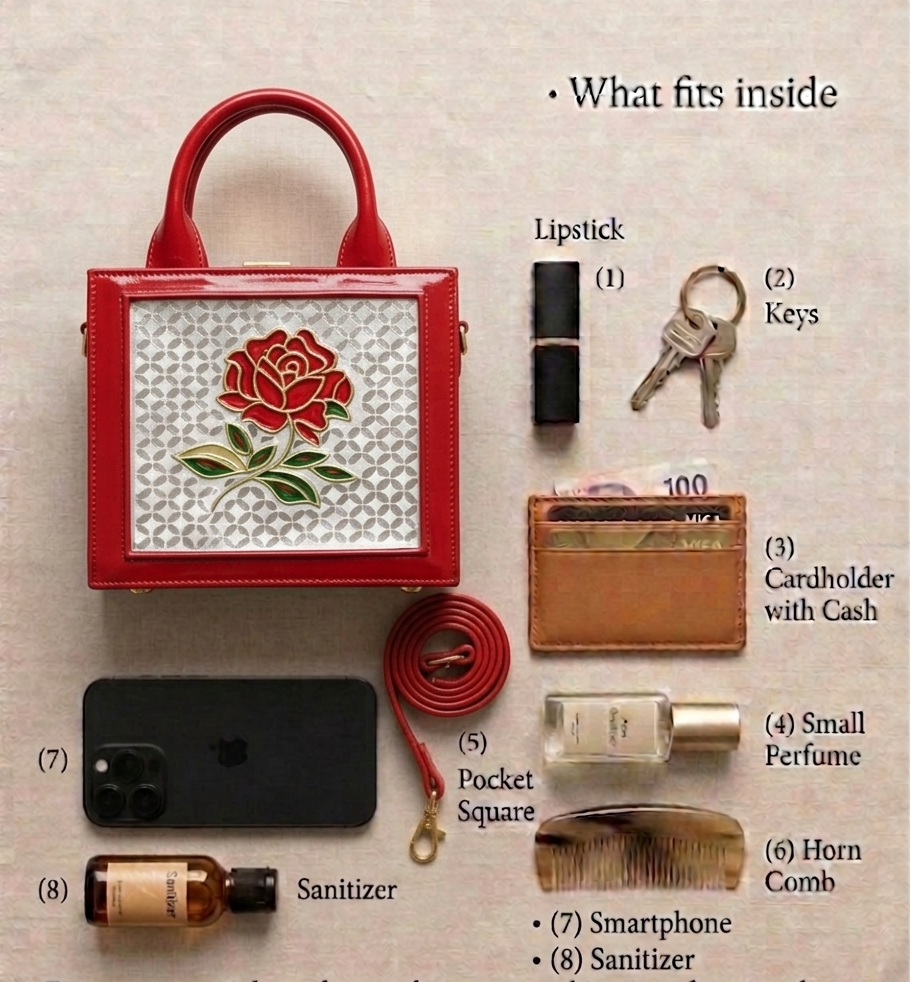 Rose Handcrafted Lippan Art Handbag/ Sling
