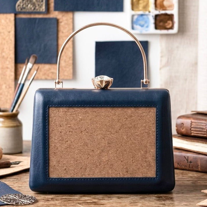 Navy Blue Trapezium Clutch Sling – Plain Handcrafted Bag