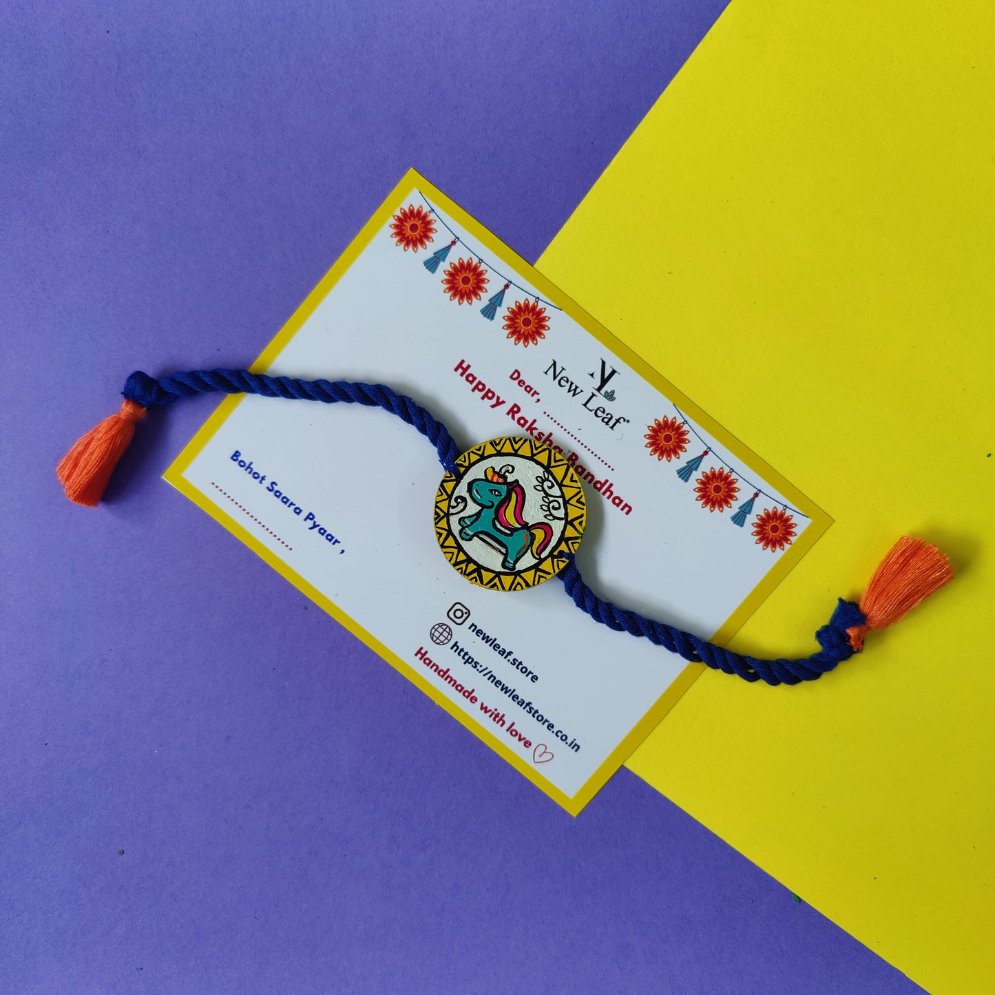 Unicorn Hand painted Rakhi