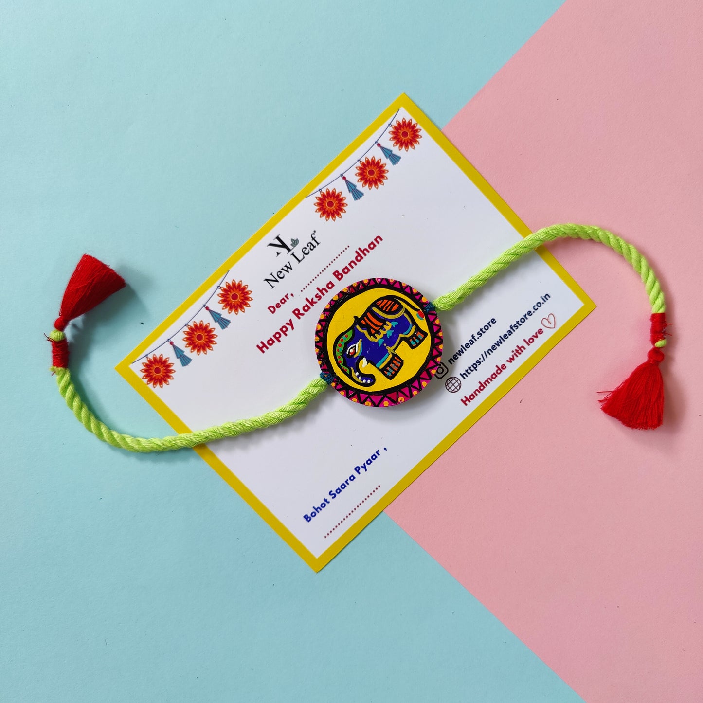 Elephant Handpainted Set of Raki & Lumba Rakhi