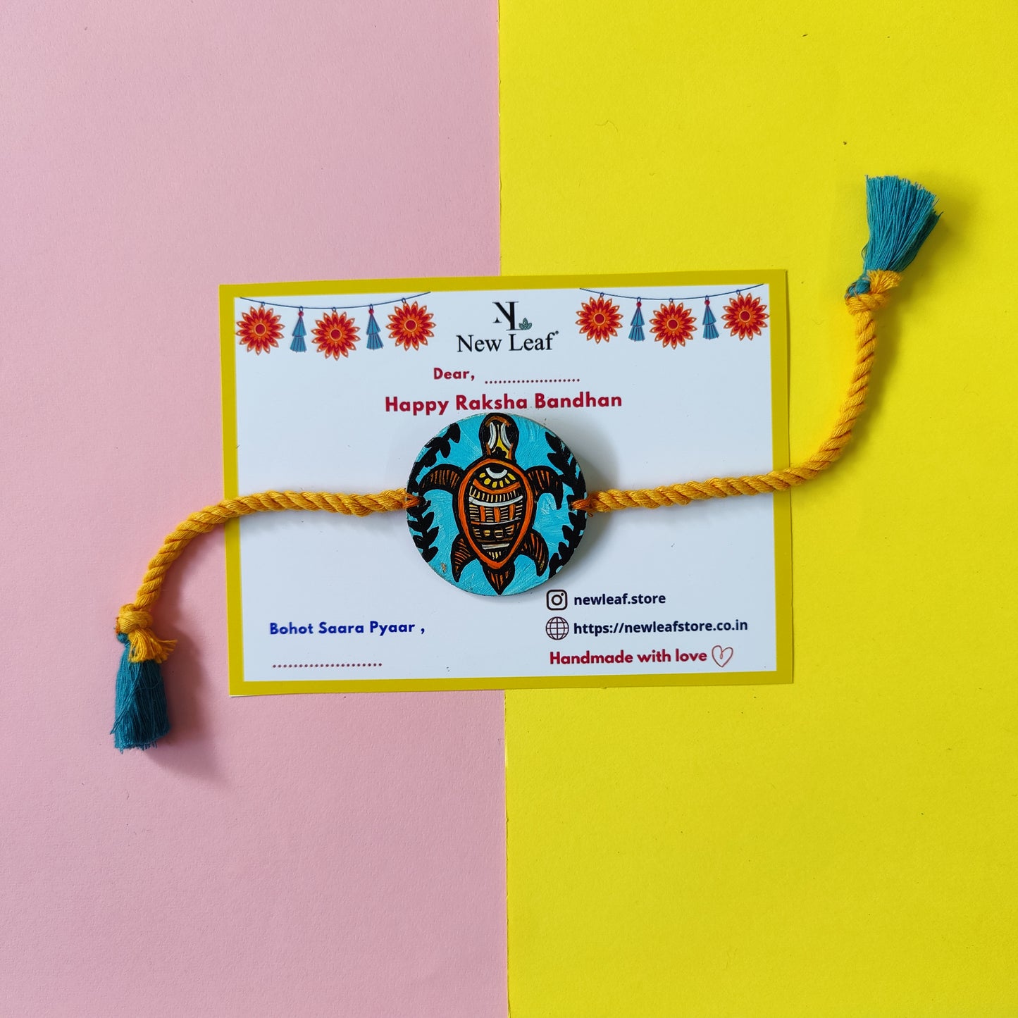 Tortoise Handpainted Set of Raki & Lumba Rakhi