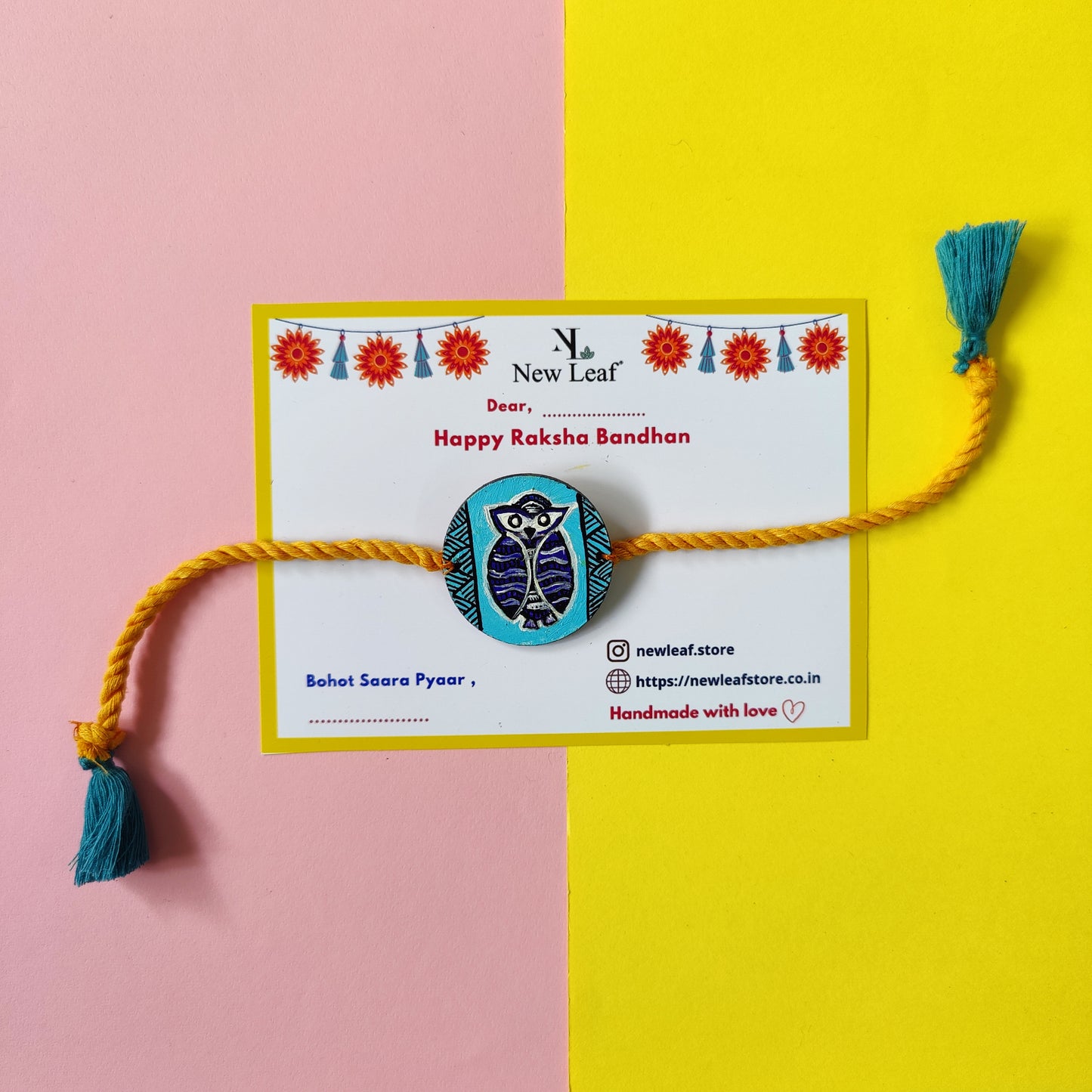 Owl Hand painted Rakhi