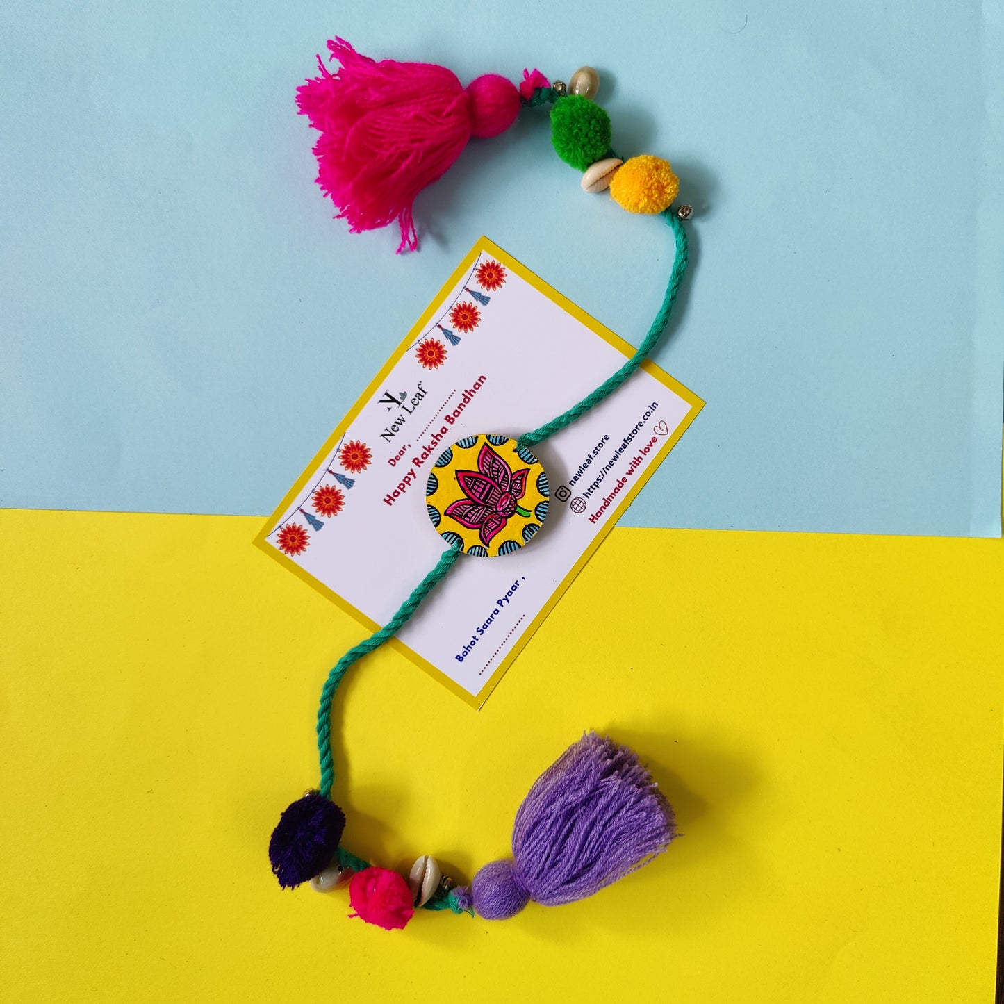 Lotus Handpainted Set of Raki & Lumba Rakhi