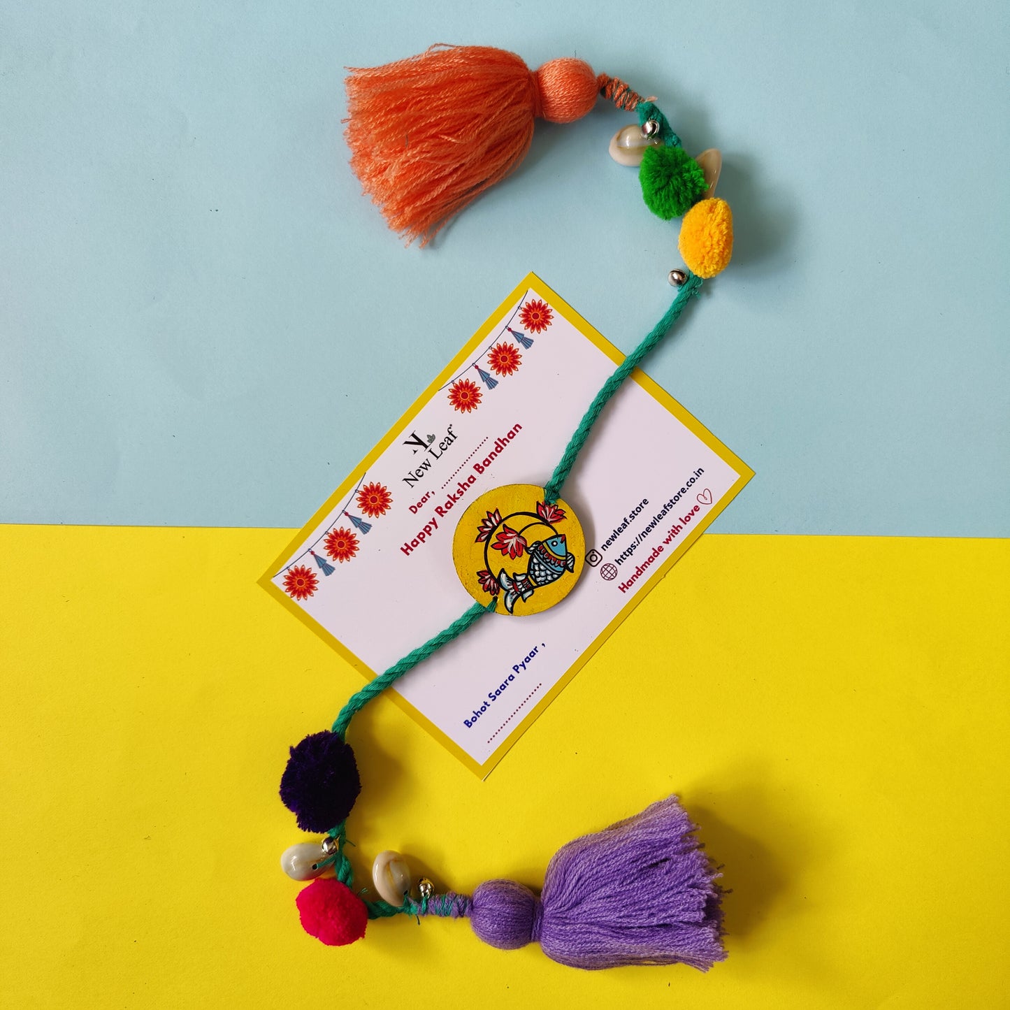 Fish Handpainted Set of Raki & Lumba Rakhi