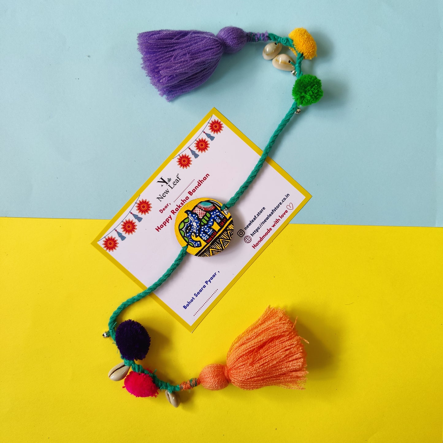 Elephant Handpainted Set of Raki & Lumba Rakhi