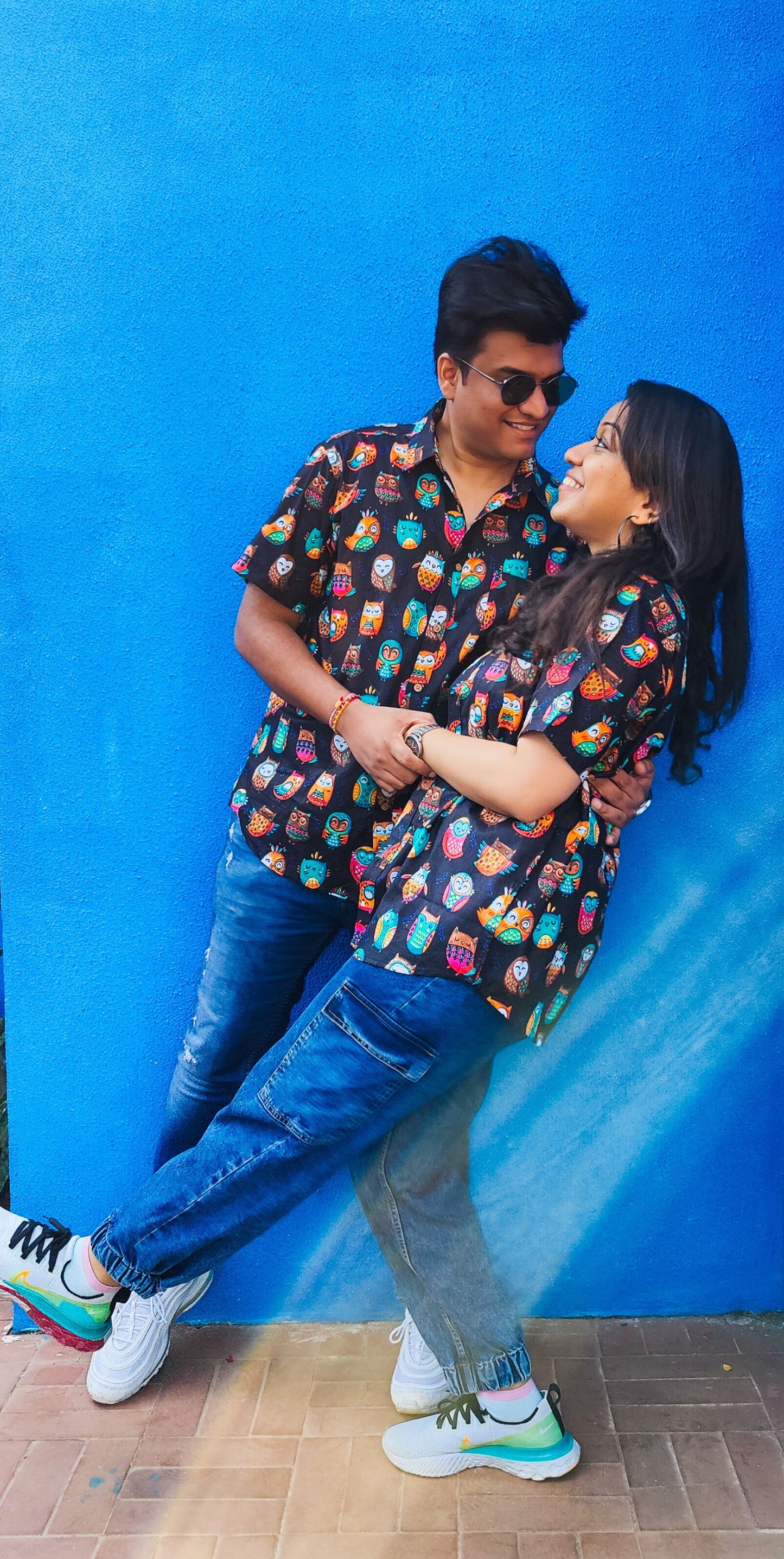 Black Colourful Owls Unisex Short Sleeves Shirt