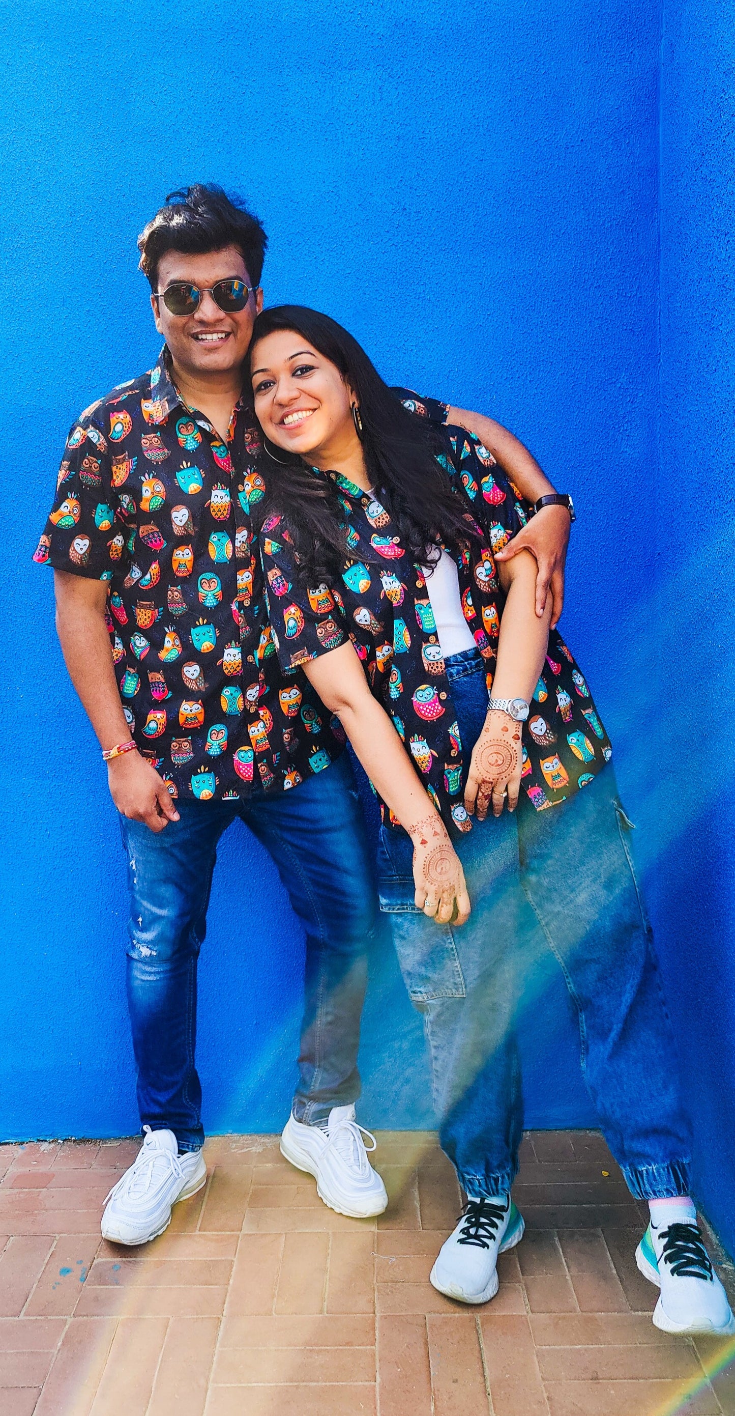 Black Colourful Owls Unisex Short Sleeves Shirt