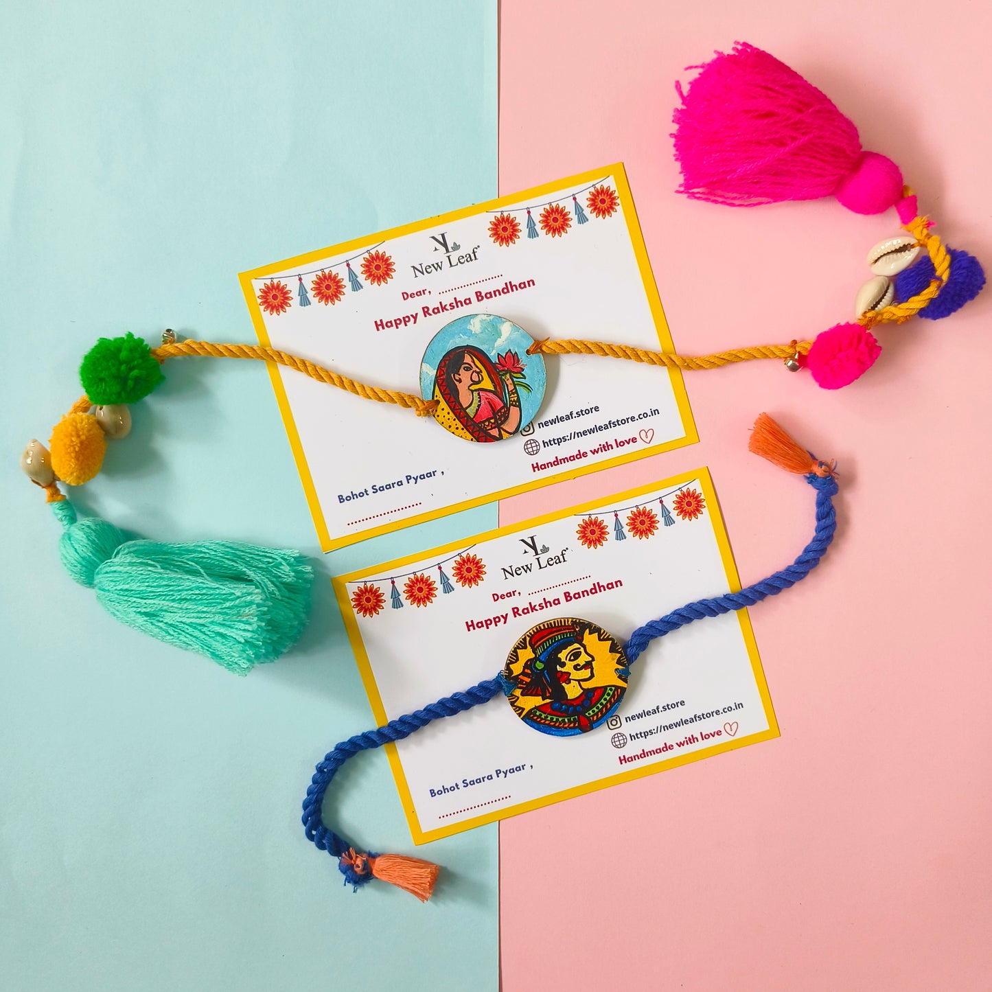 King-Queen Handpainted Set of Raki & Lumba Rakhi