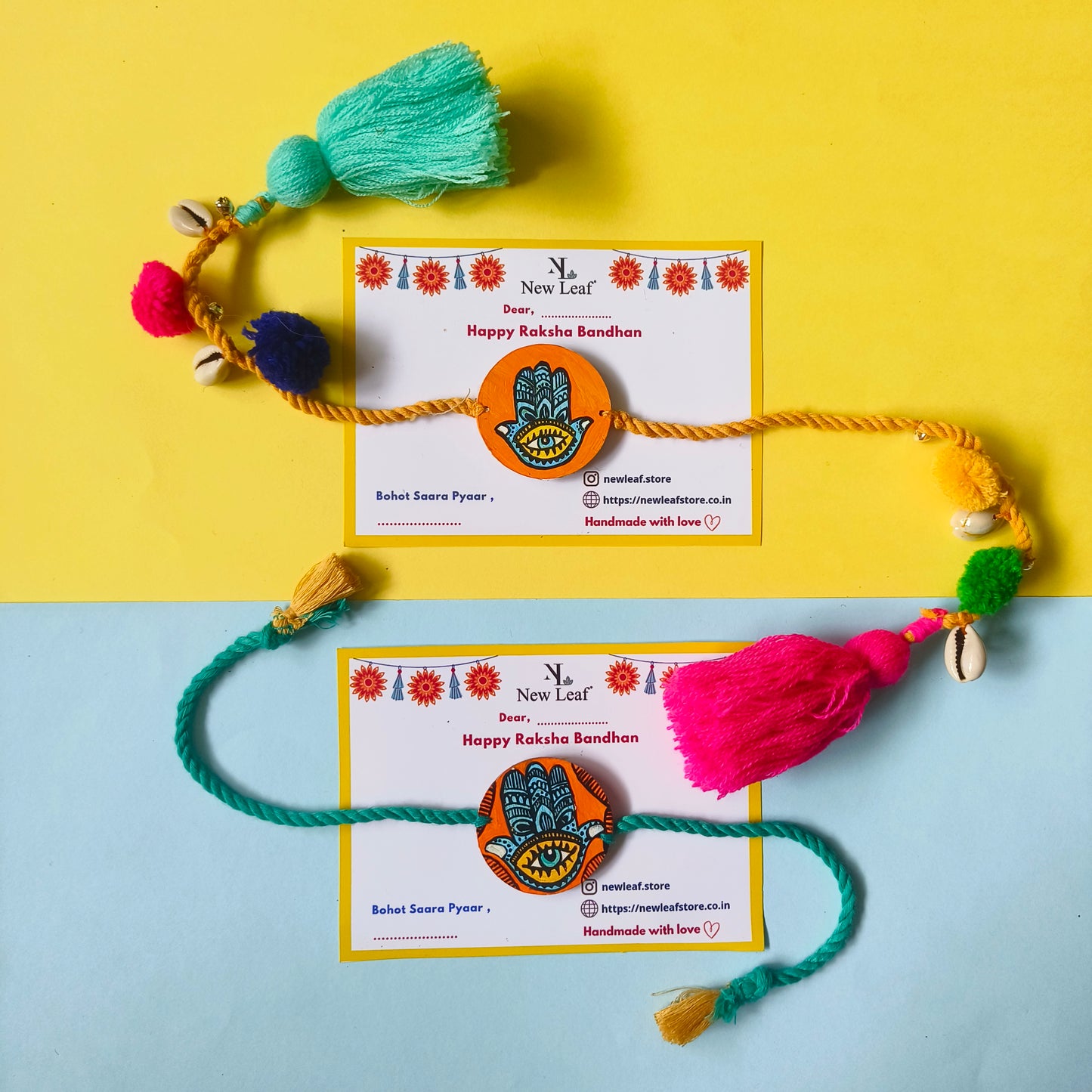 Hamsa Handpainted Set of Raki & Lumba Rakhi