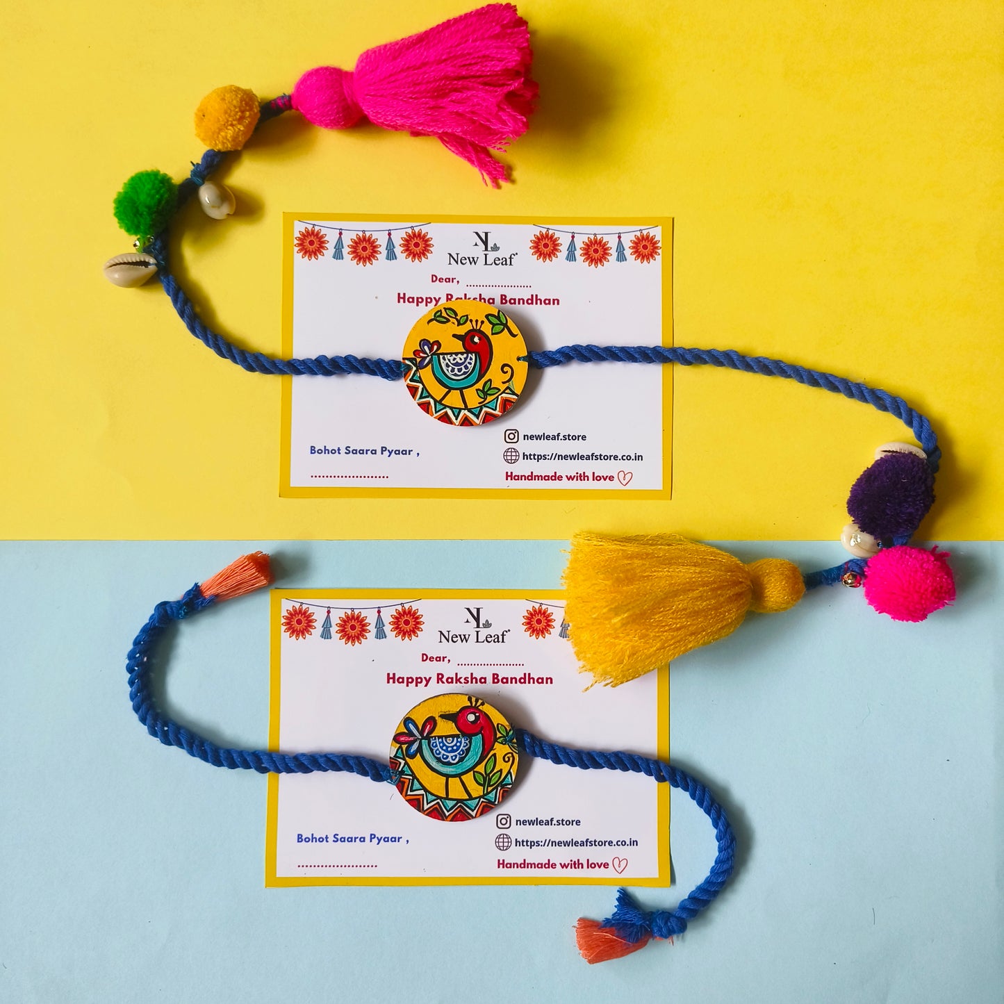 Bird Handpainted Set of Raki & Lumba Rakhi