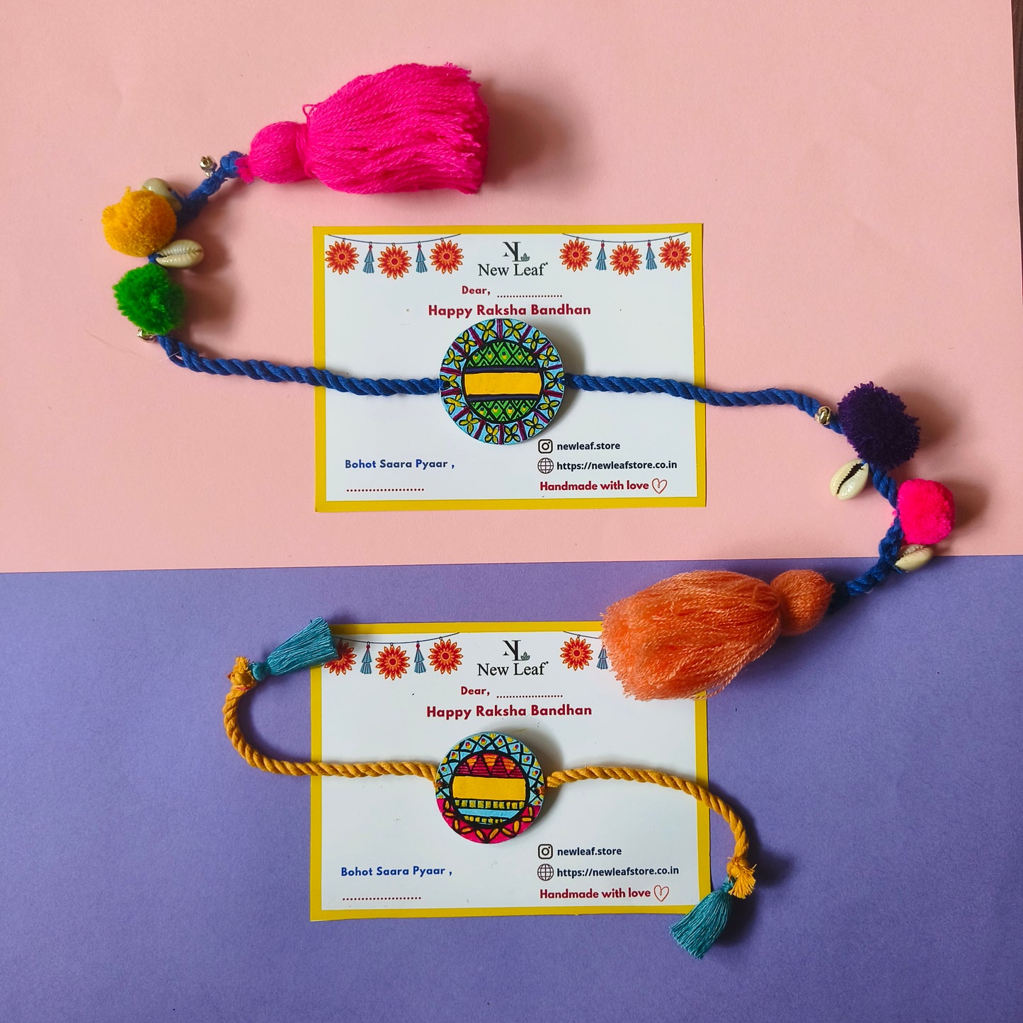 Customised Name Handpainted Set of Raki & Lumba Rakhi