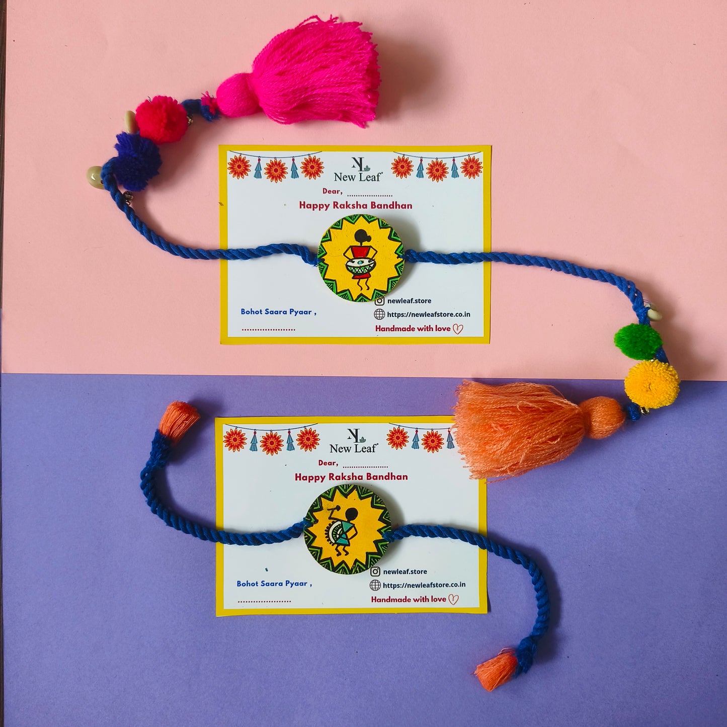 Warli Handpainted Set of Raki & Lumba Rakhi