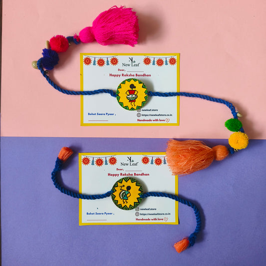 Warli Handpainted Set of Raki & Lumba Rakhi