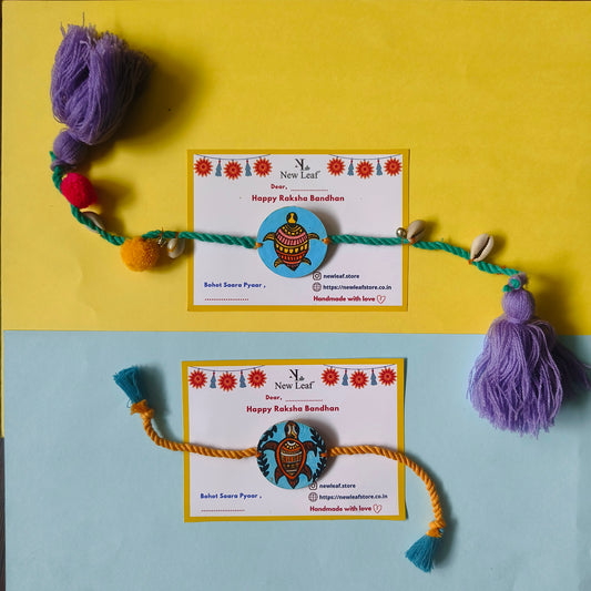 Tortoise Handpainted Set of Raki & Lumba Rakhi