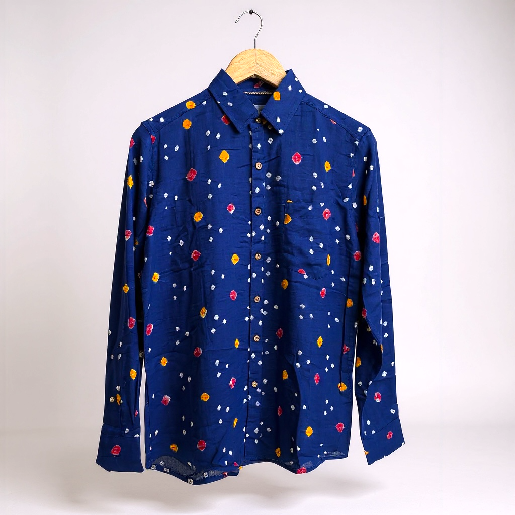 Ambar Neela  Handcrafted Pure Bandhani Unisex Shirt