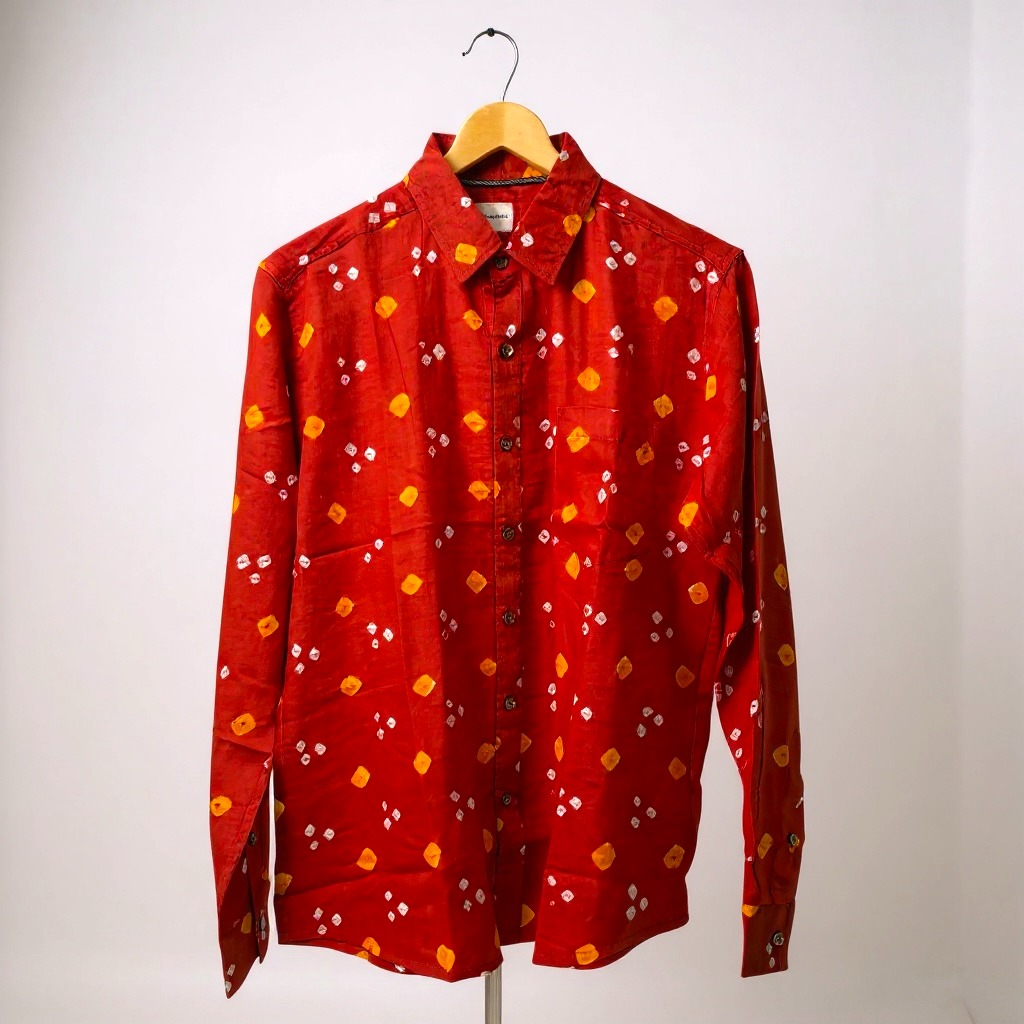 Kesariya Handcrafted Pure Bandhani Unisex Shirt