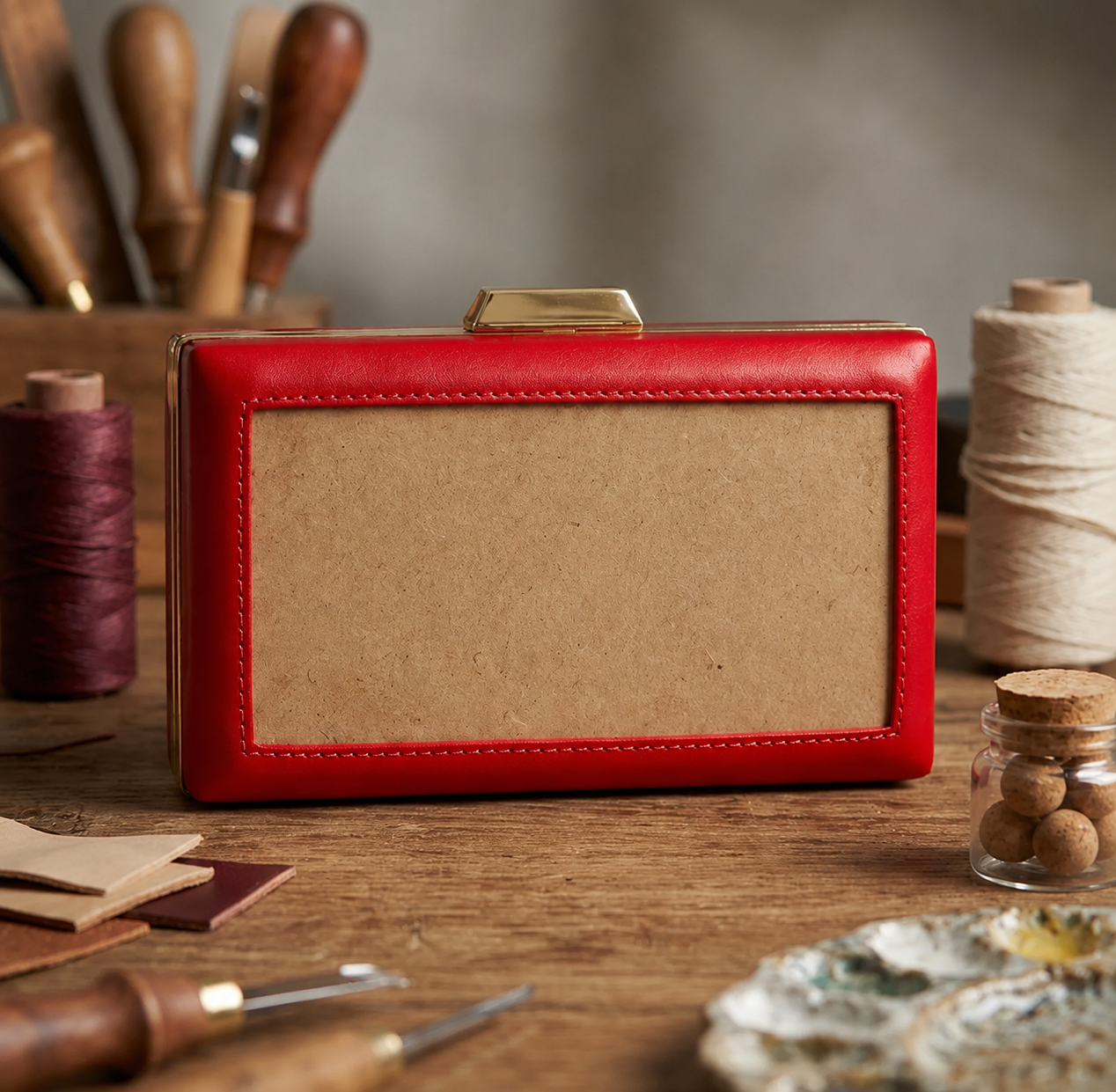 Red Rectangle Clutch Sling – Plain Handcrafted Bag