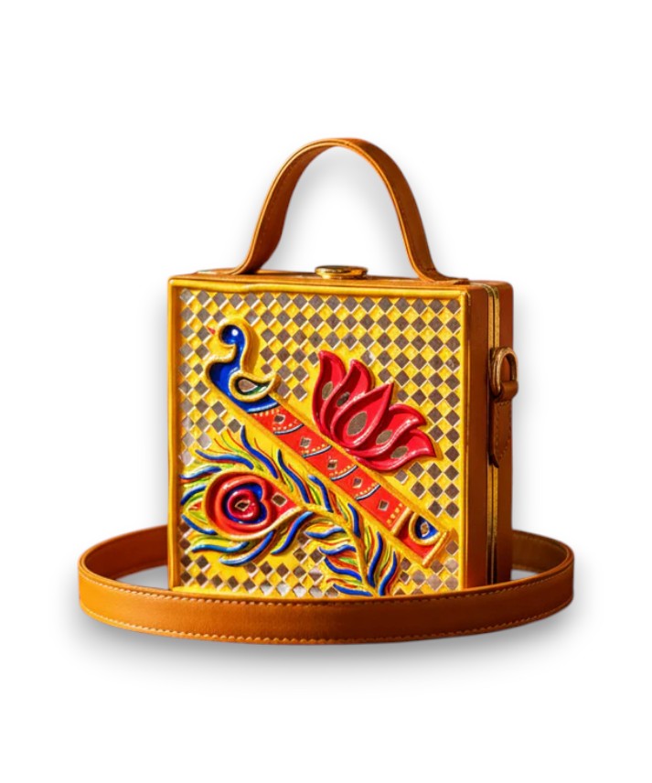 Mini Bansuri Lippan Art Box Bag