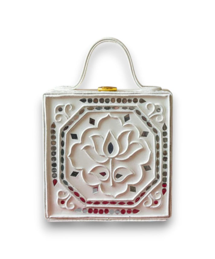 Mini Lotus Lippan Art Handcrafted Square Box Bag