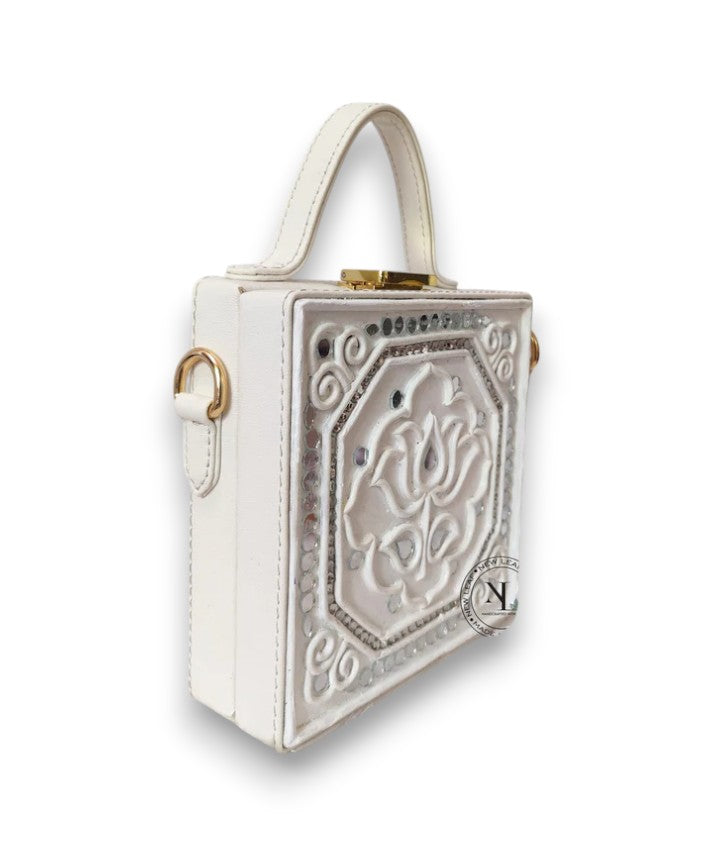 Mini Lotus Lippan Art Handcrafted Square Box Bag
