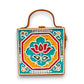 Mini Yellow Lotus Lippan Art Handcrafted Square Box Bag