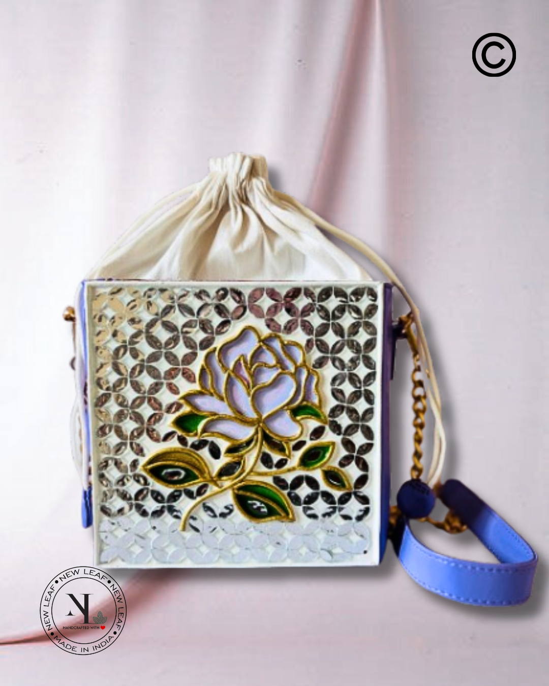 Lilac Rosee Lippan Art Medium Potli Handcrafted Sling Bag