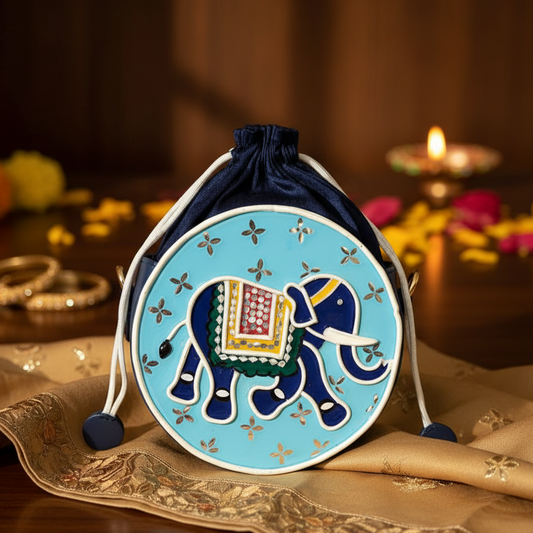 Elephant Medium Lippan Art Potli Sling