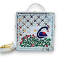 Peacock Lippan Art Handcrafted Square Box Bag