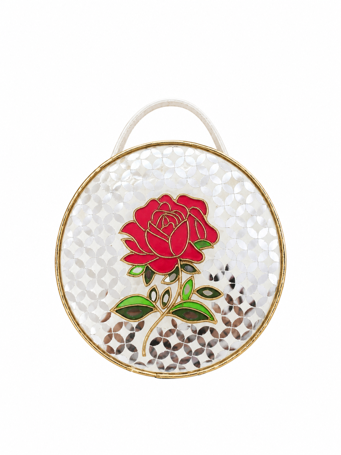 Rose Lippan Art Handcrafted Circle Box Bag with Zipper Handbag / Sling