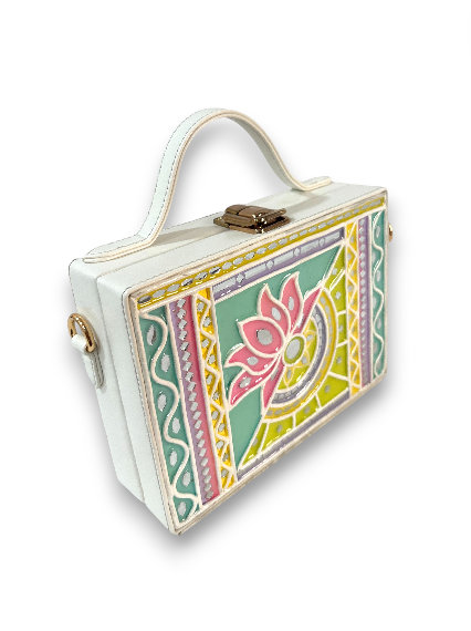 Pastel Lotus Rectangle Lippan Art Box Bag