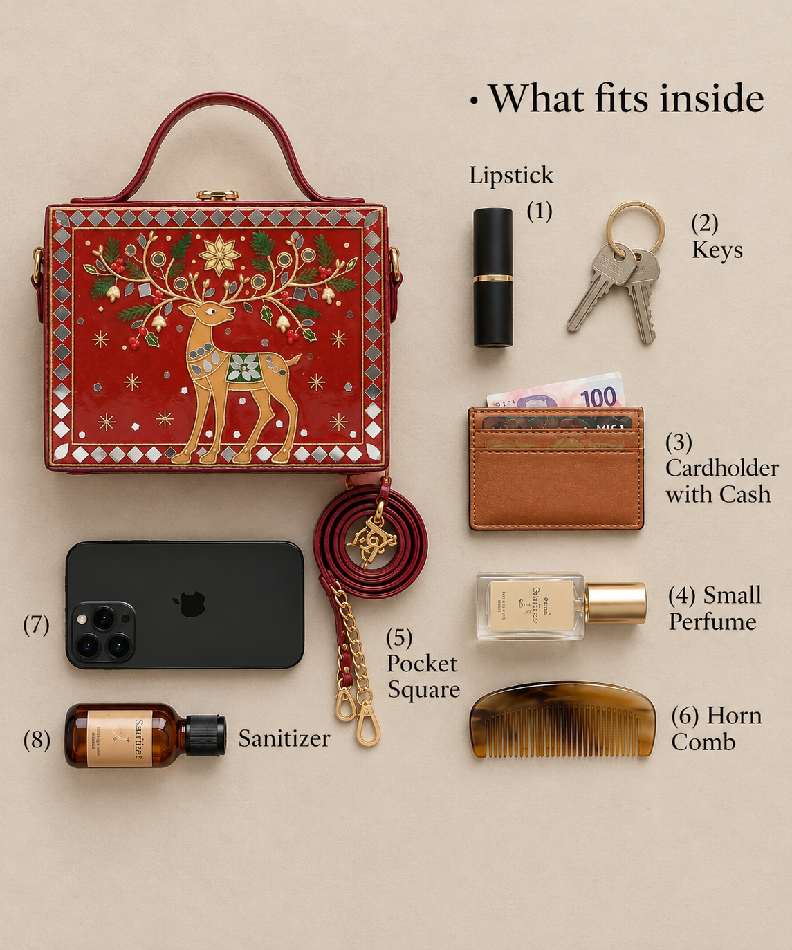Rudolph Reindeer Handcrafted Lippan Art Box Bag
