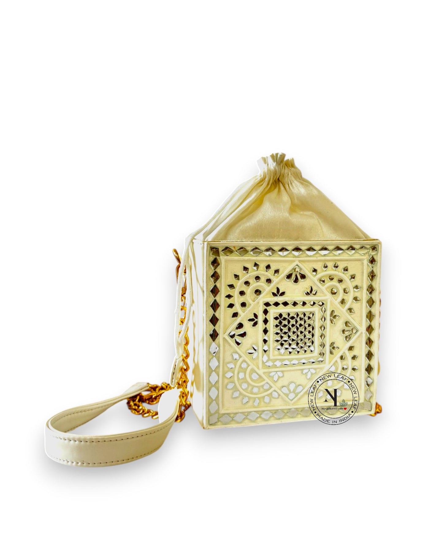 Classic White Lippan Art Medium Potli Sling