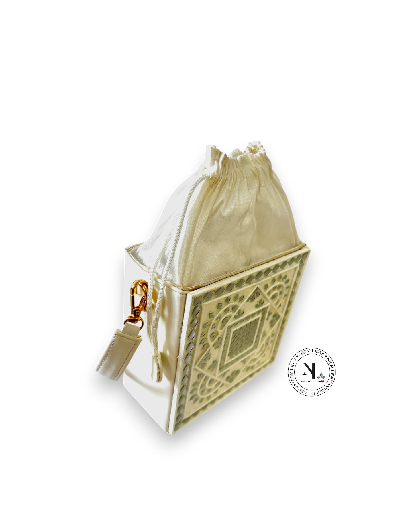 Classic White Lippan Art Medium Potli Sling