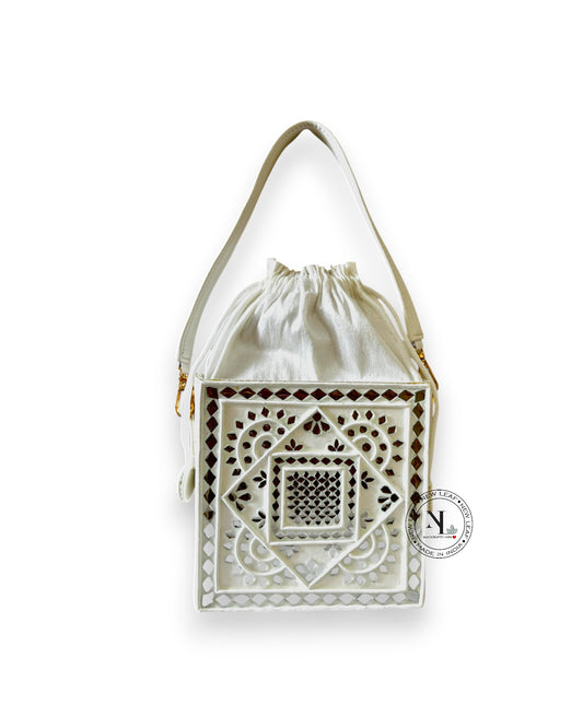 Classic White Lippan Art Medium Potli Sling