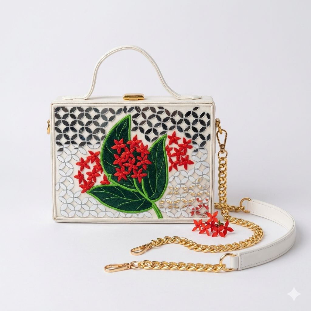 Wildflower Lippan Art Handcrafted Rectangle Box Bag