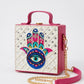 Mini Hamsa Lippan Art Handcrafted Square Box Bag