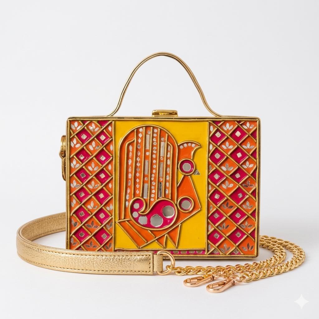 Festive Bird  Lippan Art Rectangle Box Sling Bag