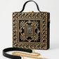 Geometric Black Gold  Lippan Art Handcrafted Box Bag