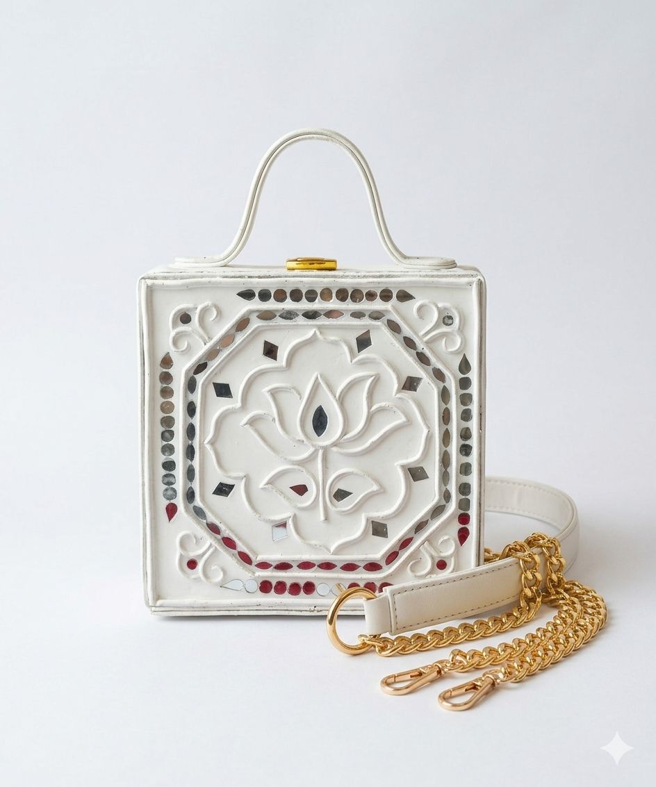 Mini Lotus Lippan Art Handcrafted Square Box Bag