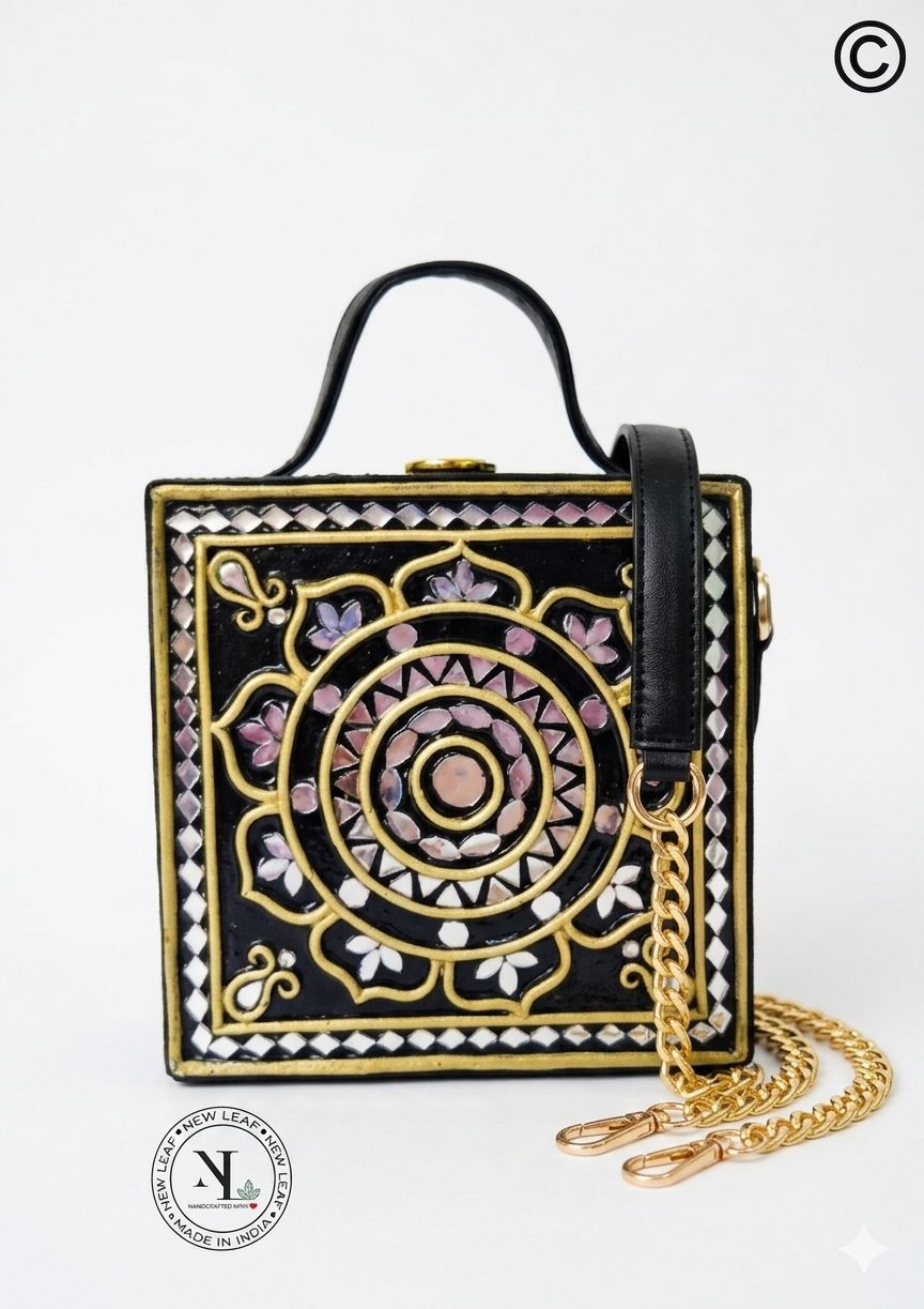 Mini Glamour Lippan Art Black Handcrafted Box Bag